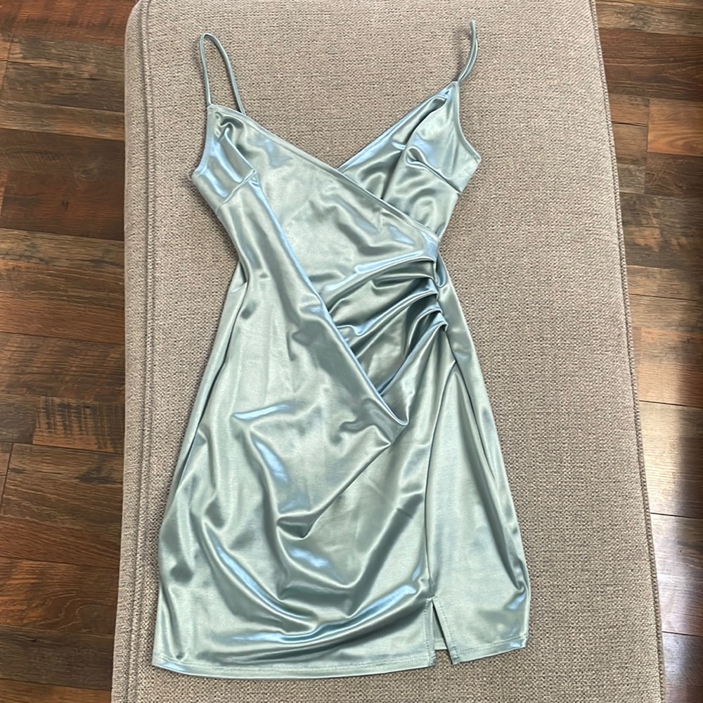Silky sage green dress